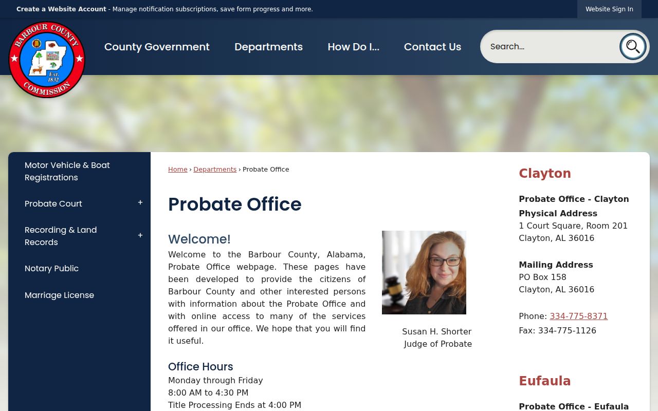 Barbour County Probate Court office